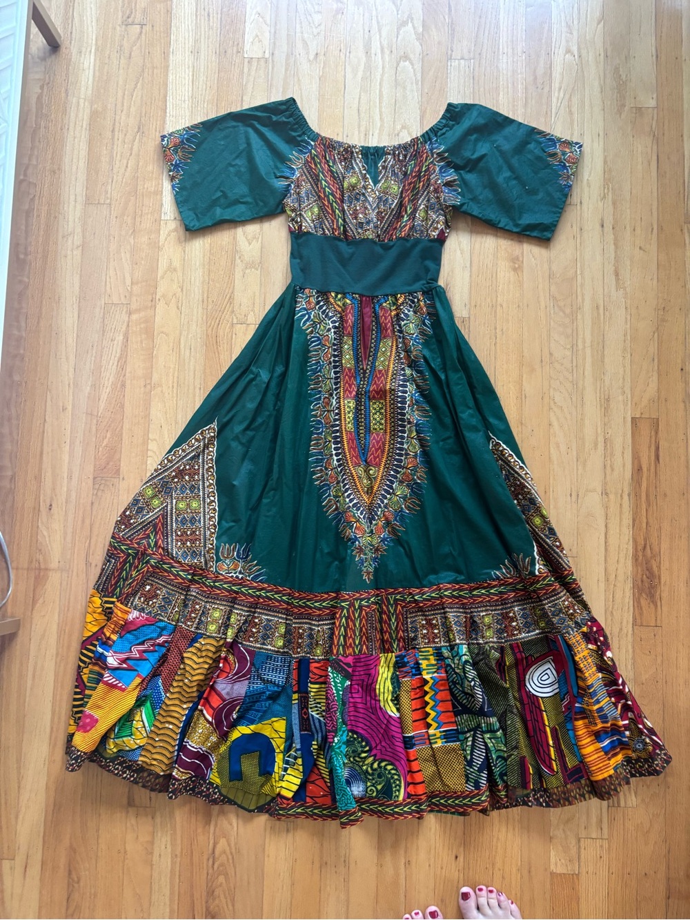 African Green Dashiki Maxi Dress